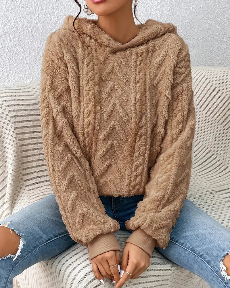 Sudadera Sherpa Femenina con Capucha Bia