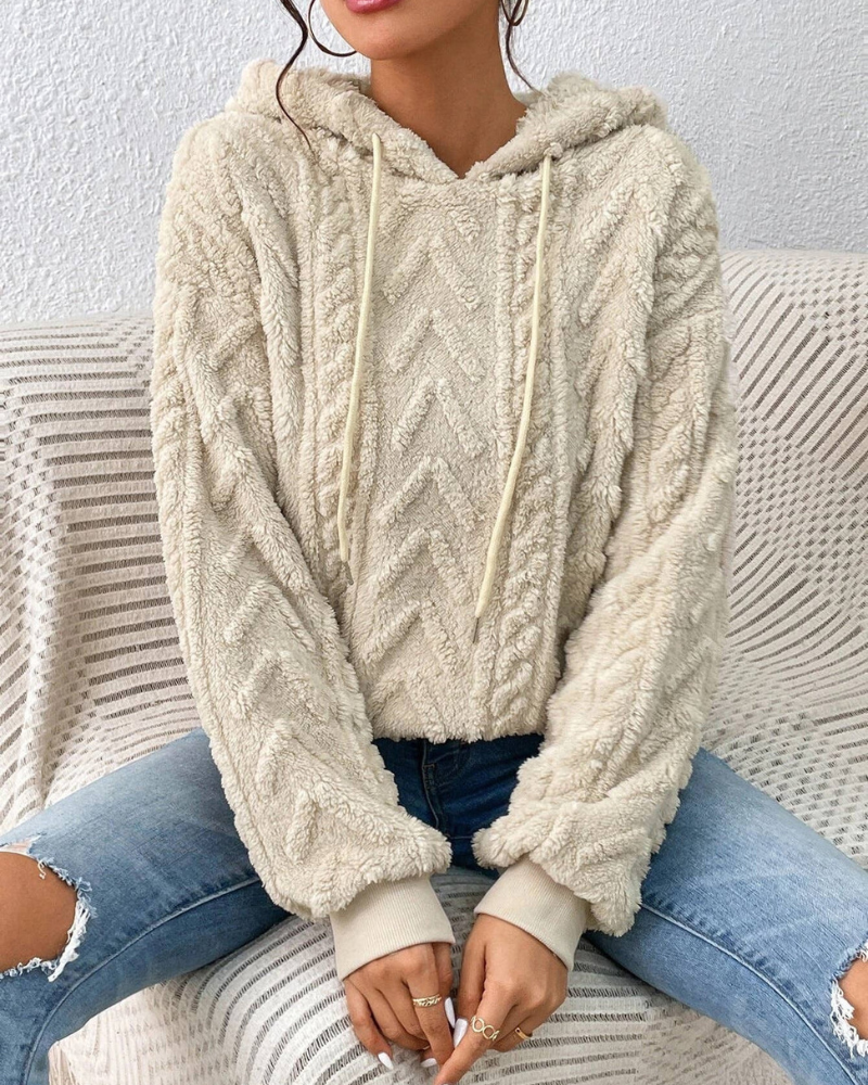 Sudadera Sherpa Femenina con Capucha Bia