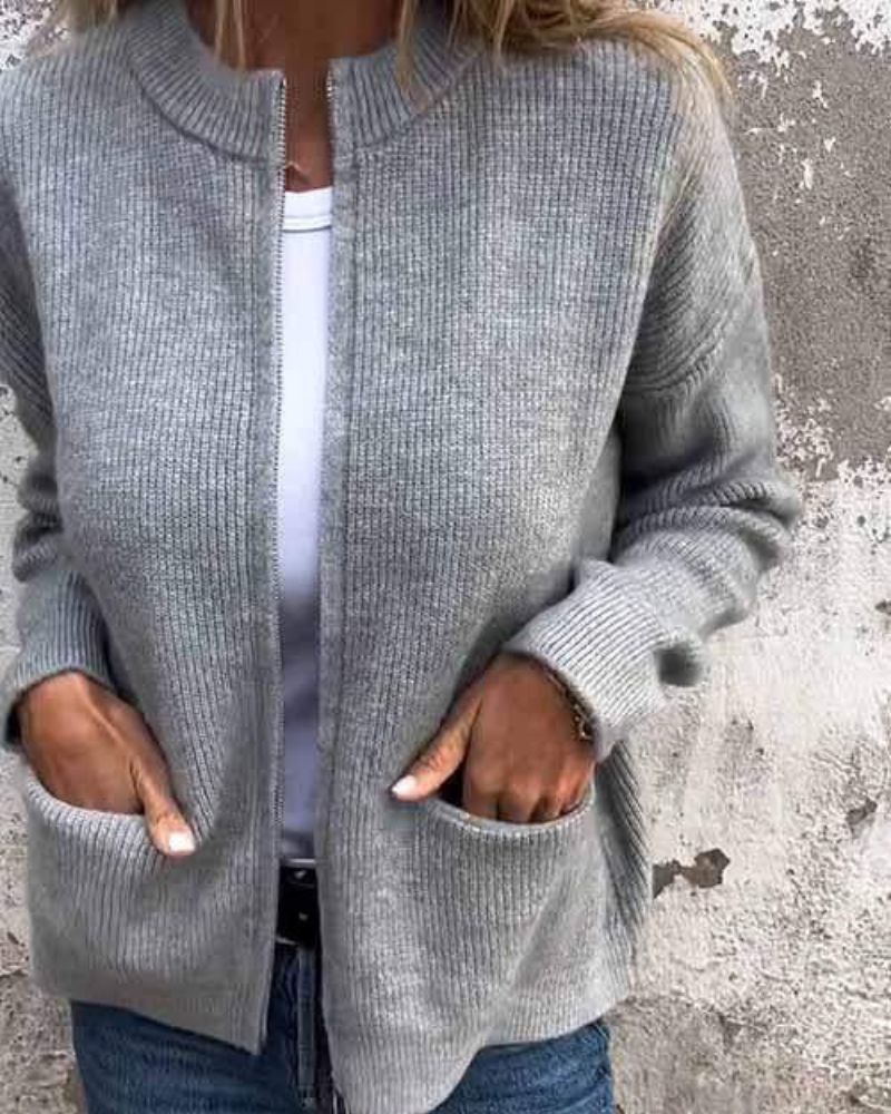 Cardigan Femenino de Tricó con Bolsillos Quélia