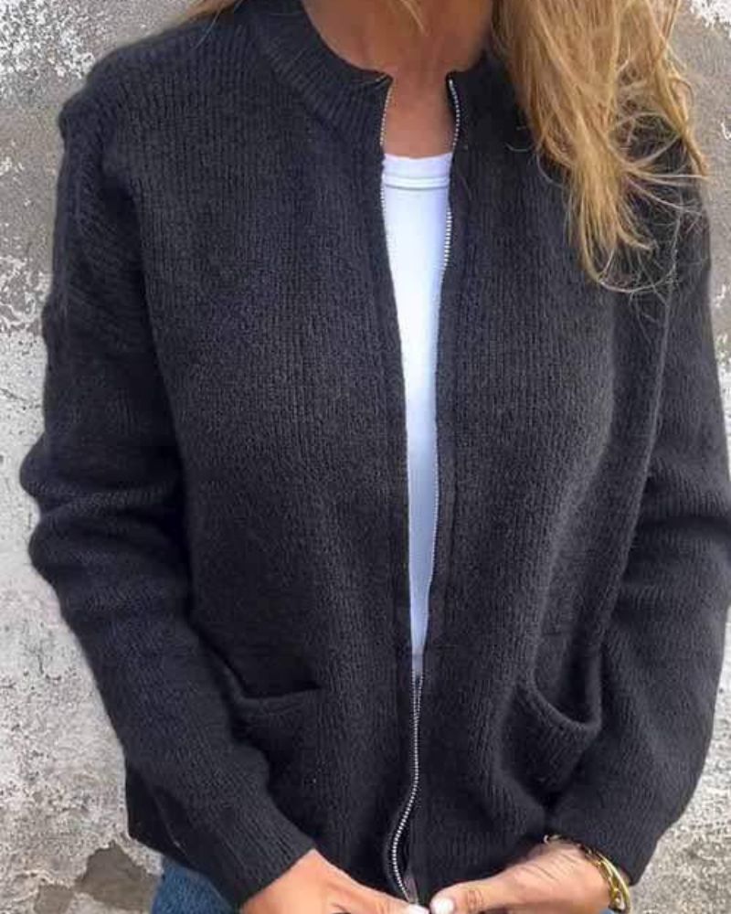 Cardigan Femenino de Tricó con Bolsillos Quélia