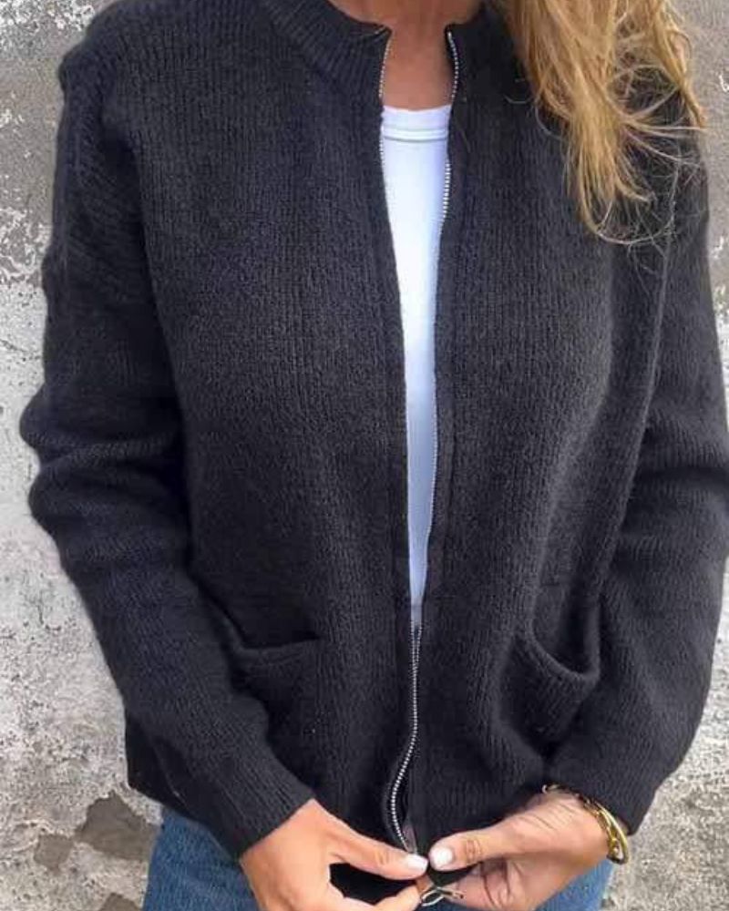 Cardigan Femenino de Tricó con Bolsillos Quélia