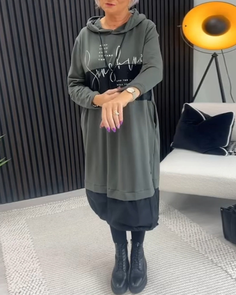 Vestido Femenino Estilo Moletom con Capucha