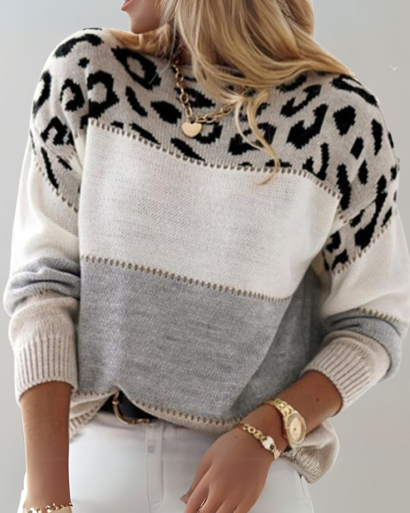 Suéter de punto con estampado de leopardo Helena