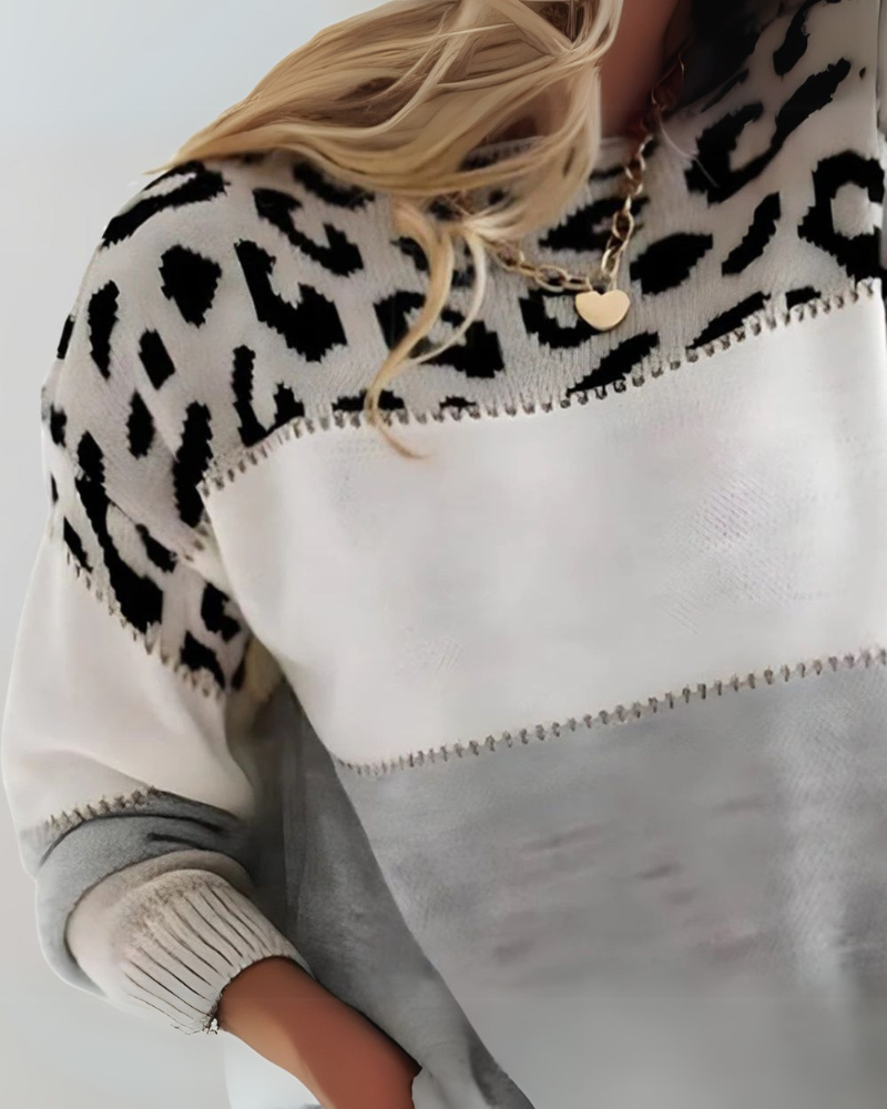 Suéter de punto con estampado de leopardo Helena