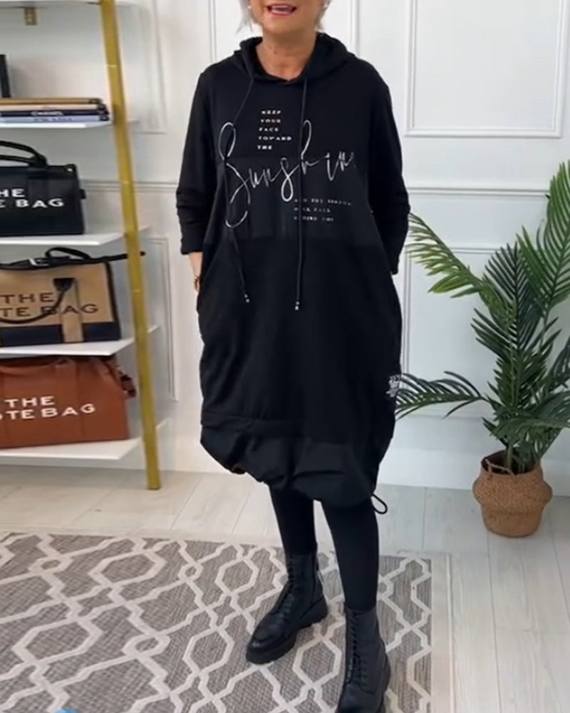 Vestido Femenino Estilo Moletom con Capucha