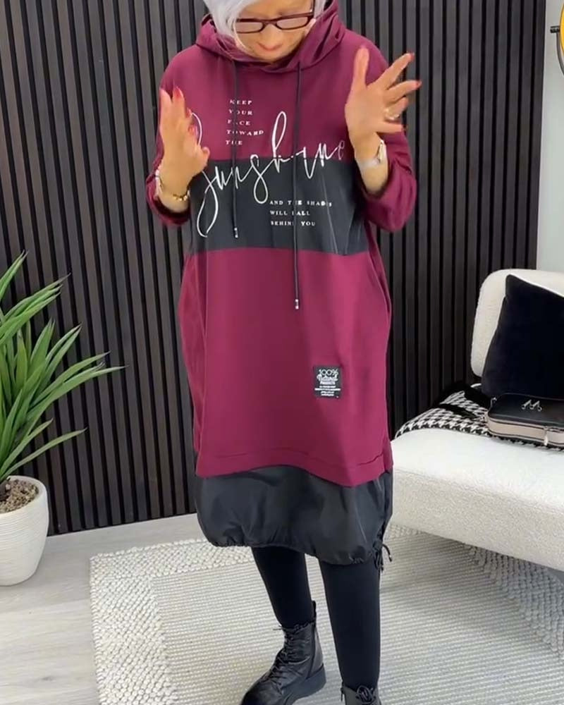 Vestido Femenino Estilo Moletom con Capucha