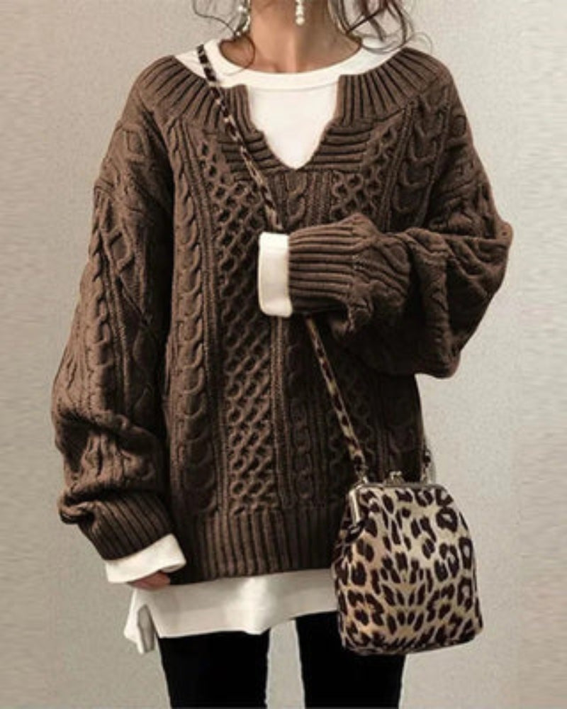 Suéter Femenino de Tricô Oversized Rosa