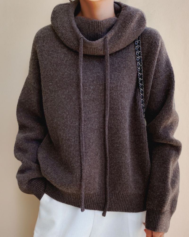 Suéter Femenino Comfy de Tricó con Capucha