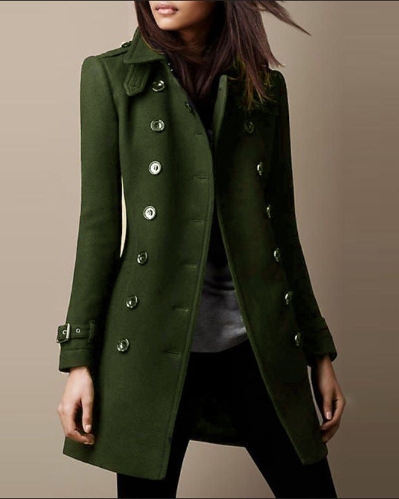 Sobretodo Femenino Elegante con Botones Frontales Aide