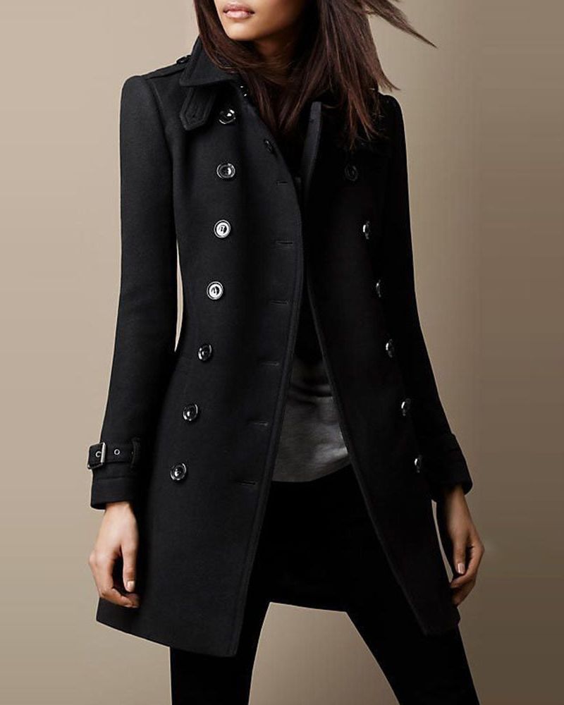 Sobretodo Femenino Elegante con Botones Frontales Aide