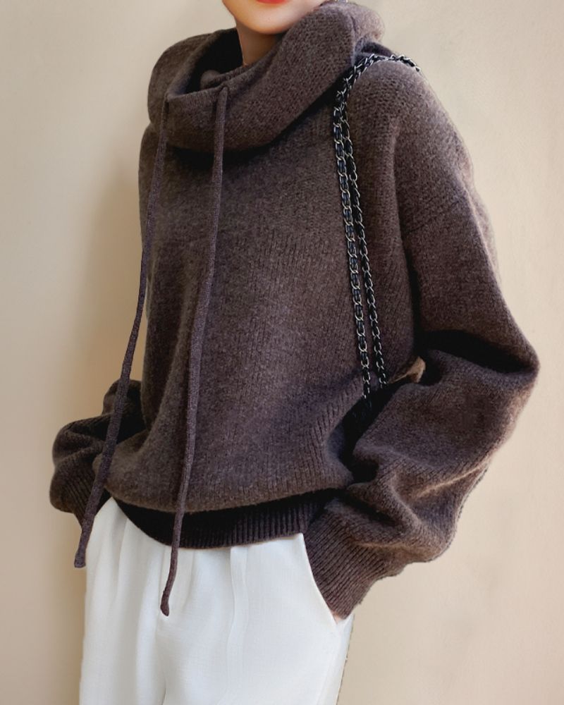 Suéter Femenino Comfy de Tricó con Capucha
