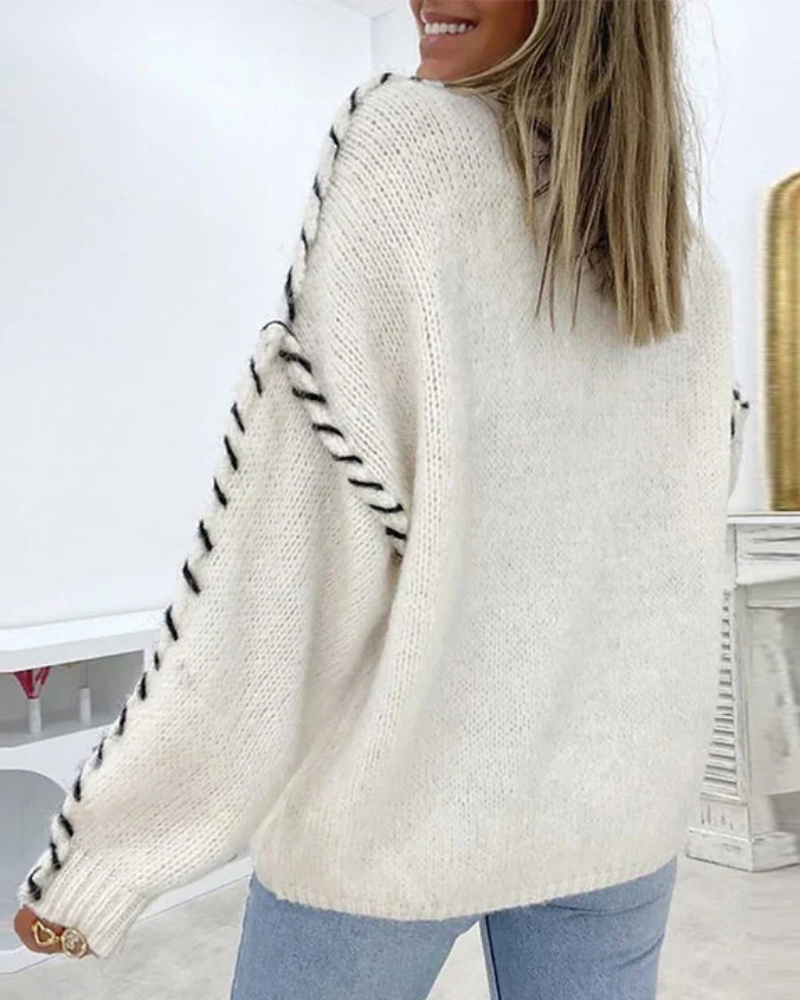 Blusa Femenina de Tricó con Acabado Artesanal Tatiane