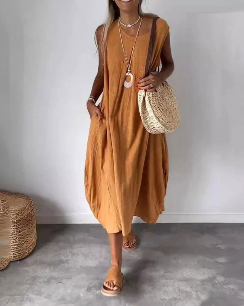 Vestido Midi Boho Sin Mangas