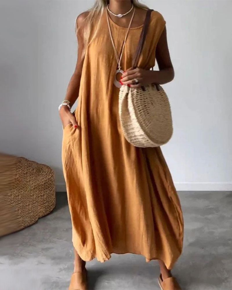 Vestido Midi Boho Sin Mangas