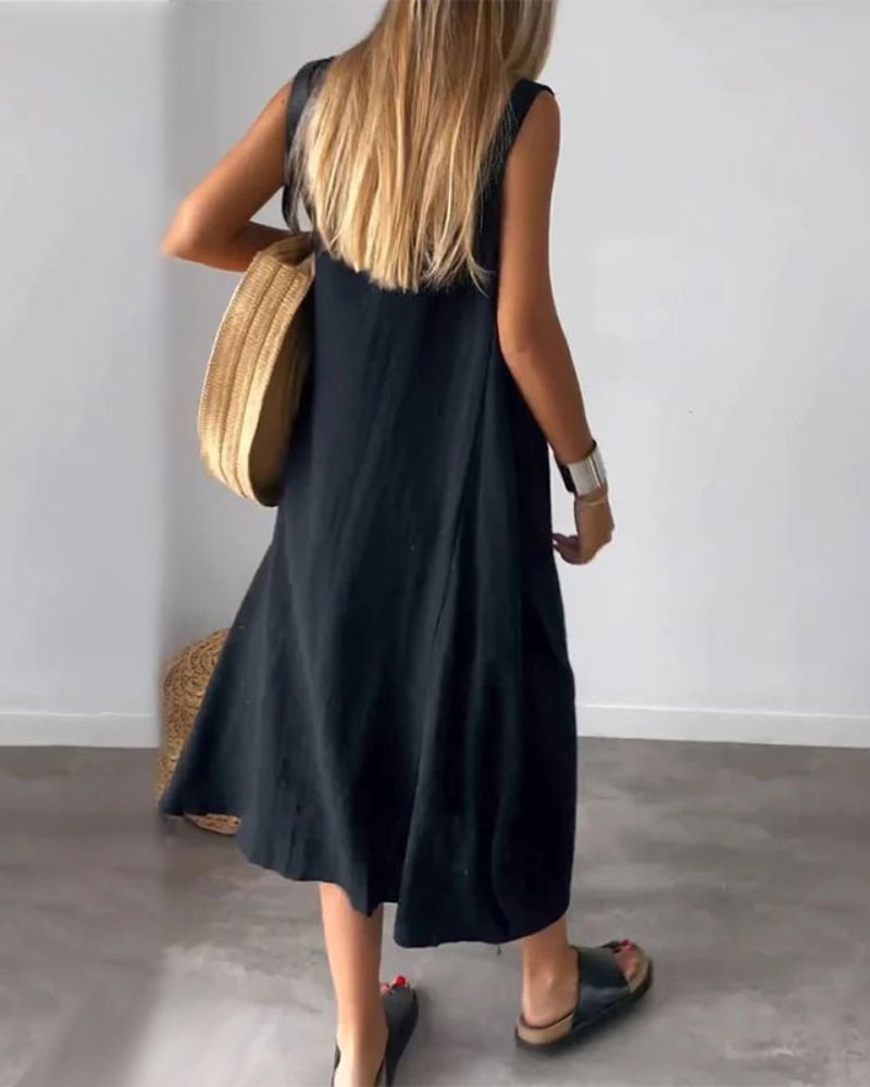Vestido Midi Boho Sin Mangas