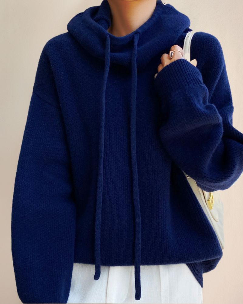 Suéter Femenino Comfy de Tricó con Capucha
