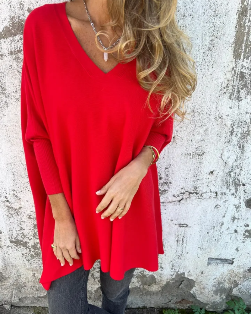 Blusa Femenina Oversized con Escote en V de Tejido Ligero Júlia