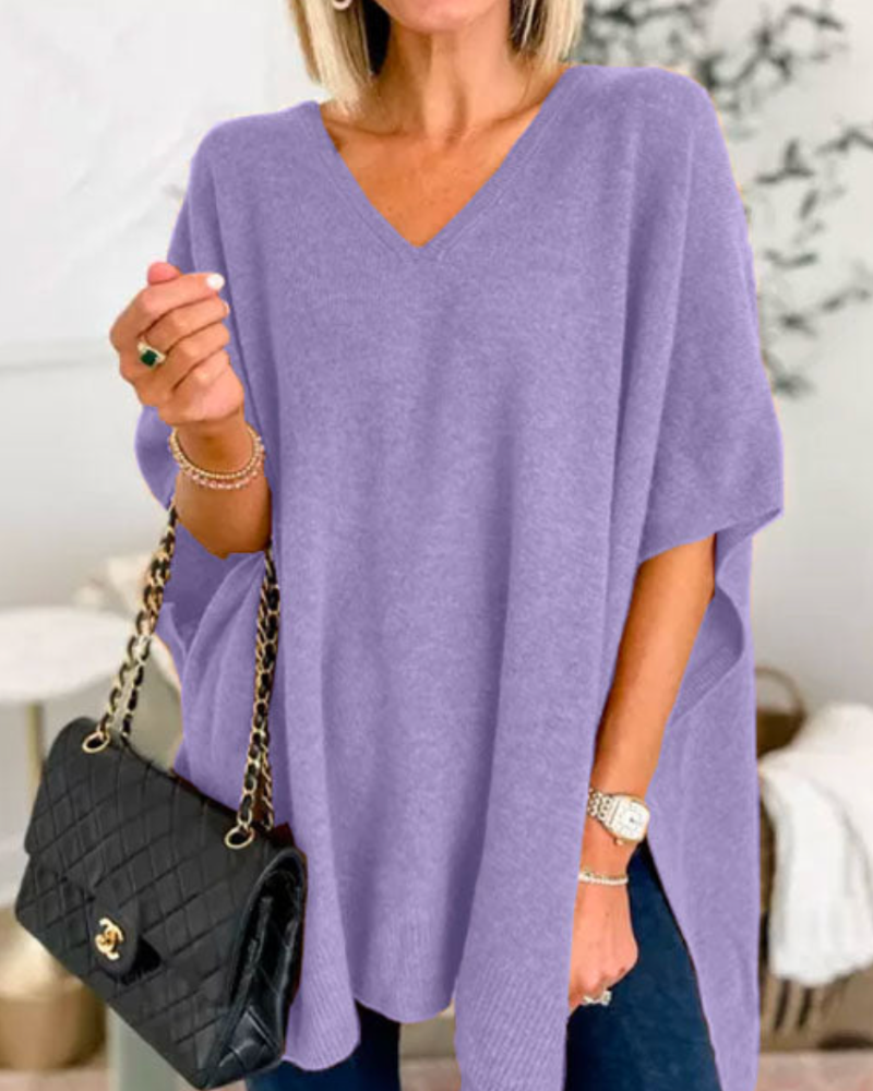Poncho Liso con Cuello V y Caída Suelta Rafaela