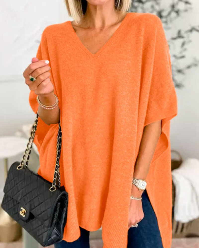 Poncho Liso con Cuello V y Caída Suelta Rafaela