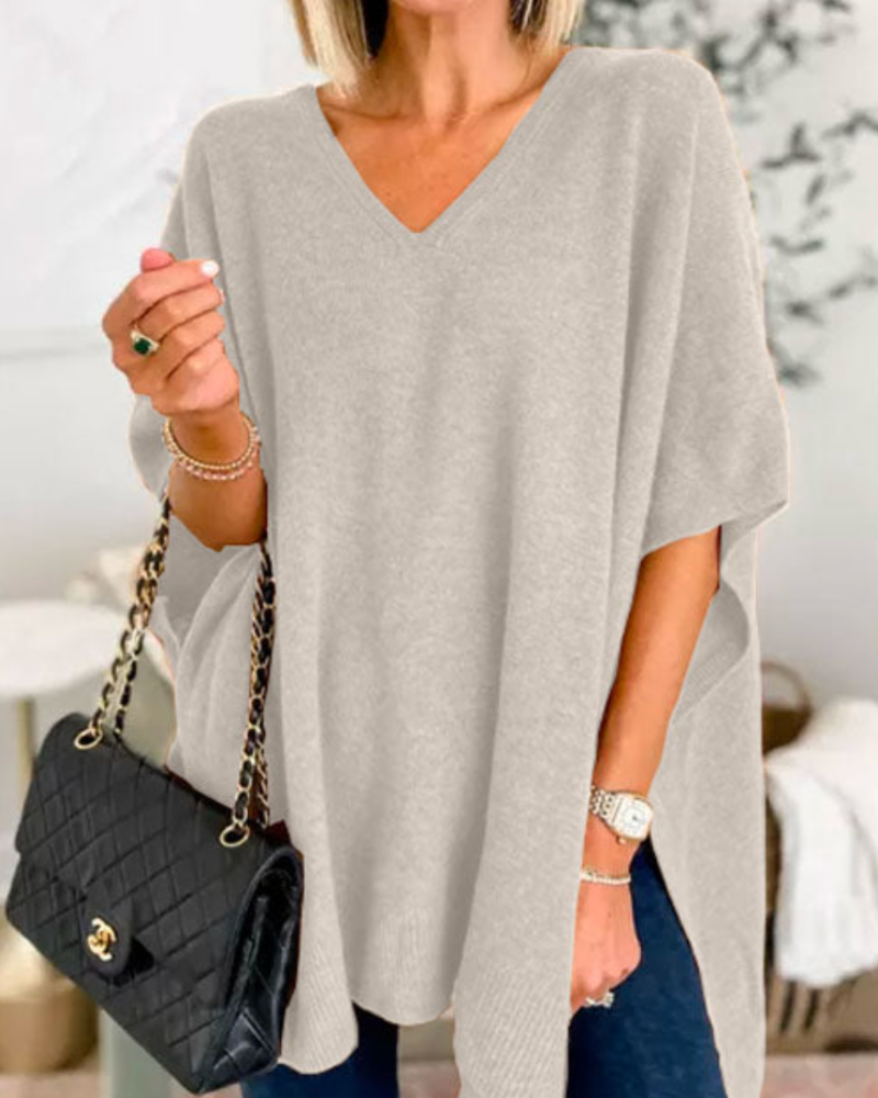 Poncho Liso con Cuello V y Caída Suelta Rafaela