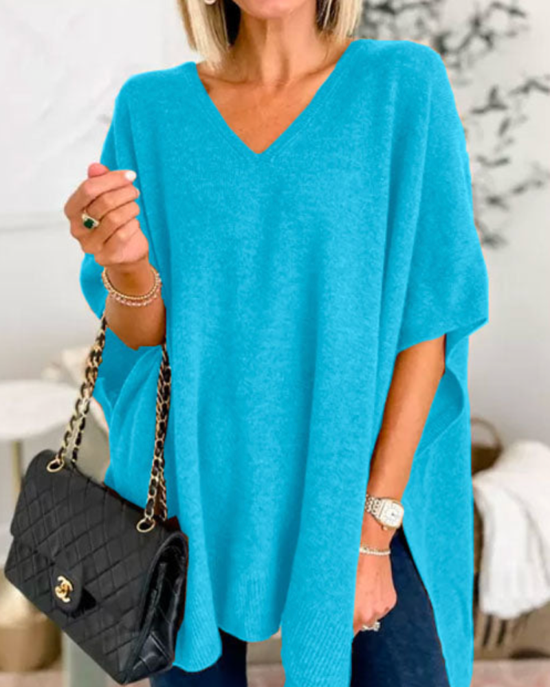Poncho Liso con Cuello V y Caída Suelta Rafaela
