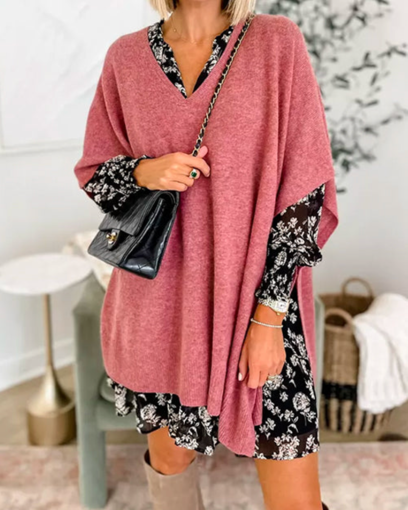 Poncho Liso con Cuello V y Caída Suelta Rafaela