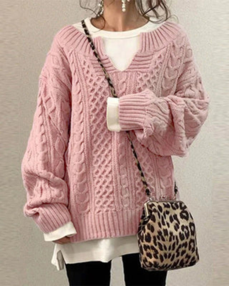 Suéter Femenino de Tricô Oversized Rosa