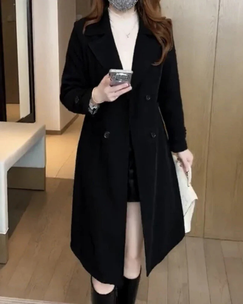 Sobretudo Femenino con Corte Recto y Solapa Elegante Nadia