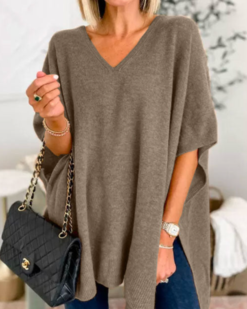 Poncho Liso con Cuello V y Caída Suelta Rafaela
