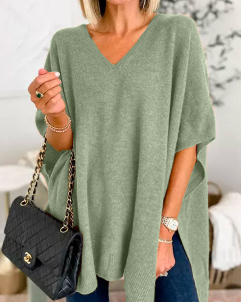 Poncho Liso con Cuello V y Caída Suelta Rafaela
