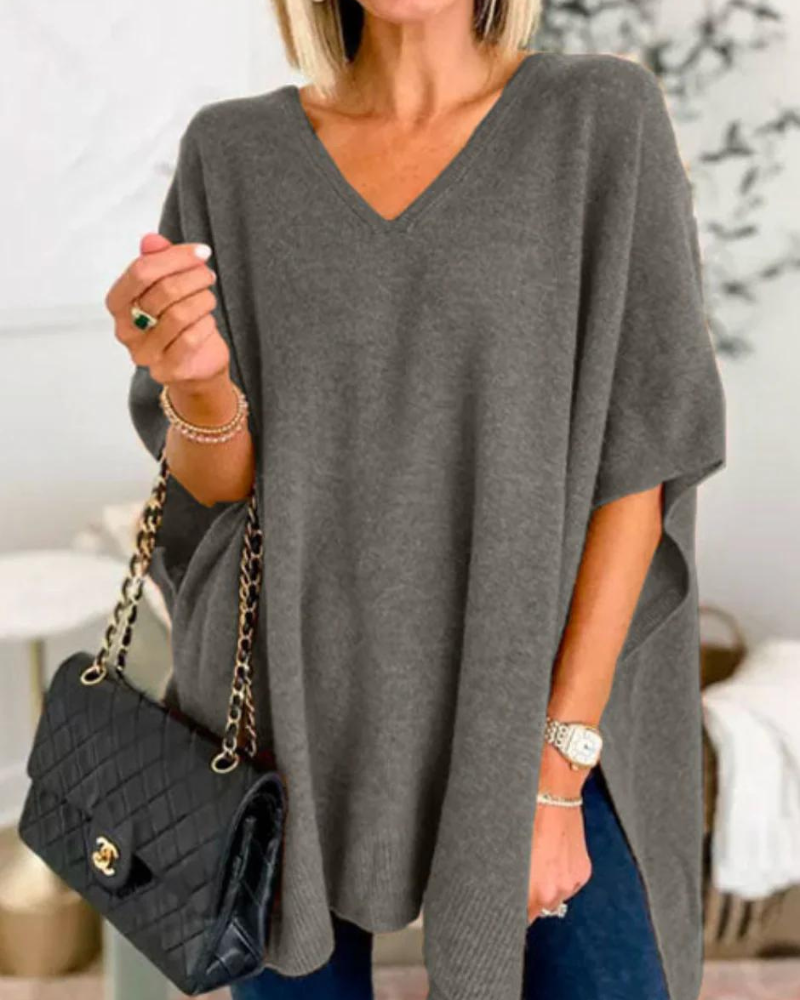 Poncho Liso con Cuello V y Caída Suelta Rafaela