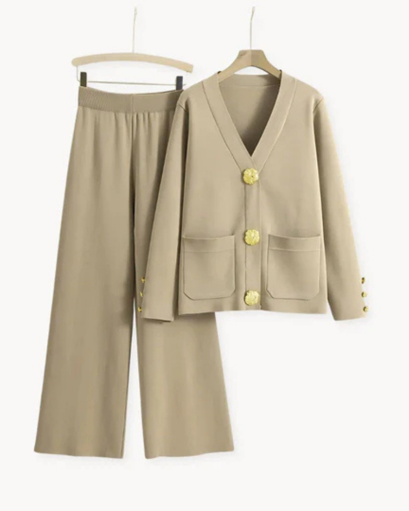 Conjunto Femenino de Sastrería con Blazer Largo y Pantalón Recto Isabela