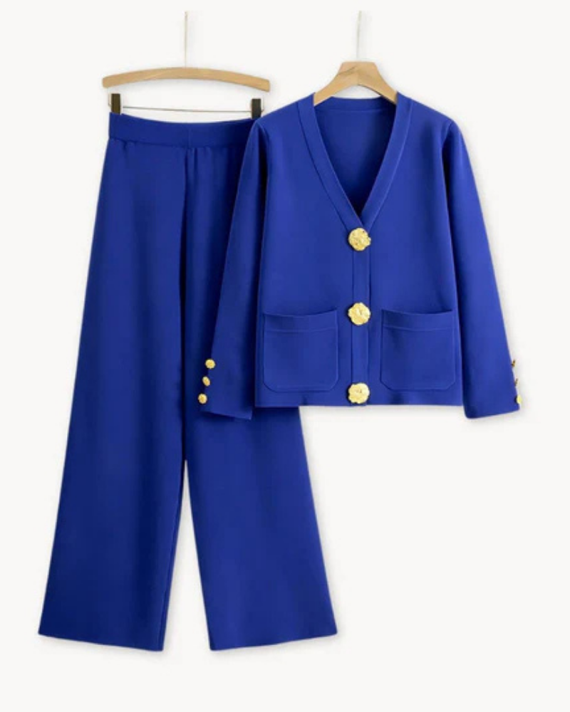 Conjunto Femenino de Sastrería con Blazer Largo y Pantalón Recto Isabela