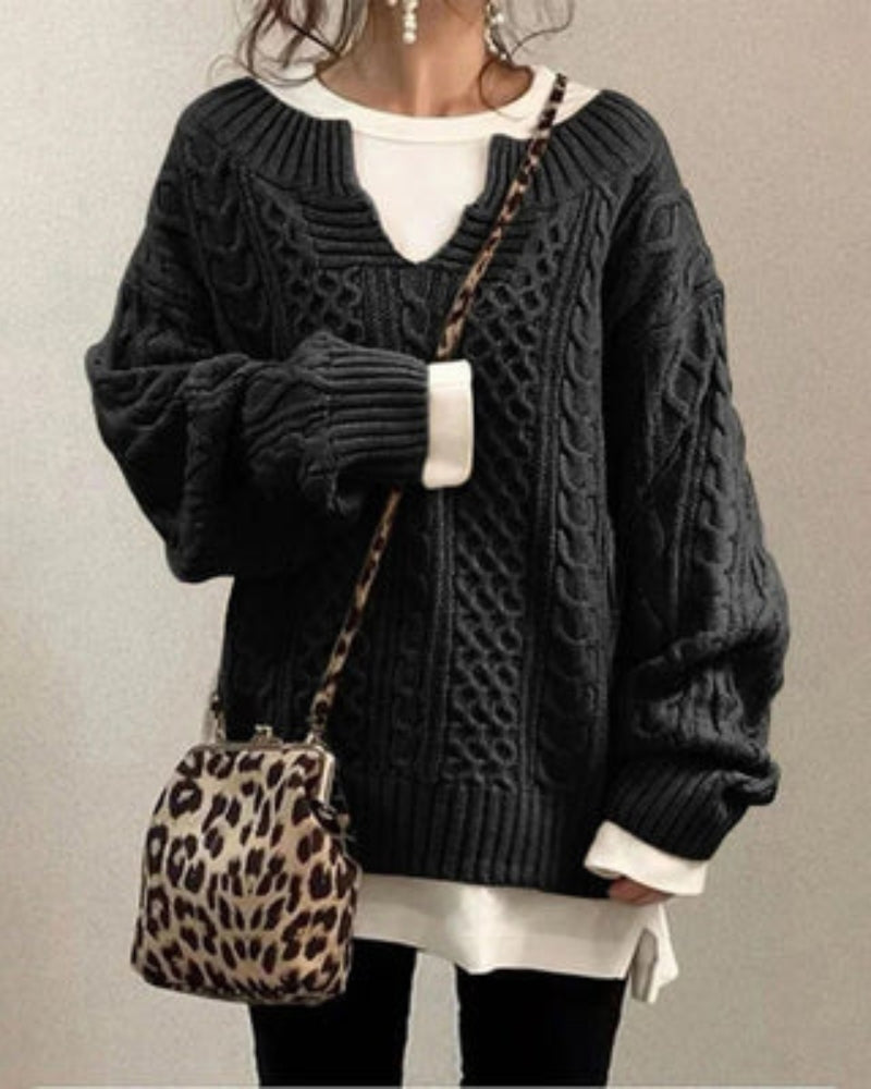 Suéter Femenino de Tricô Oversized Rosa