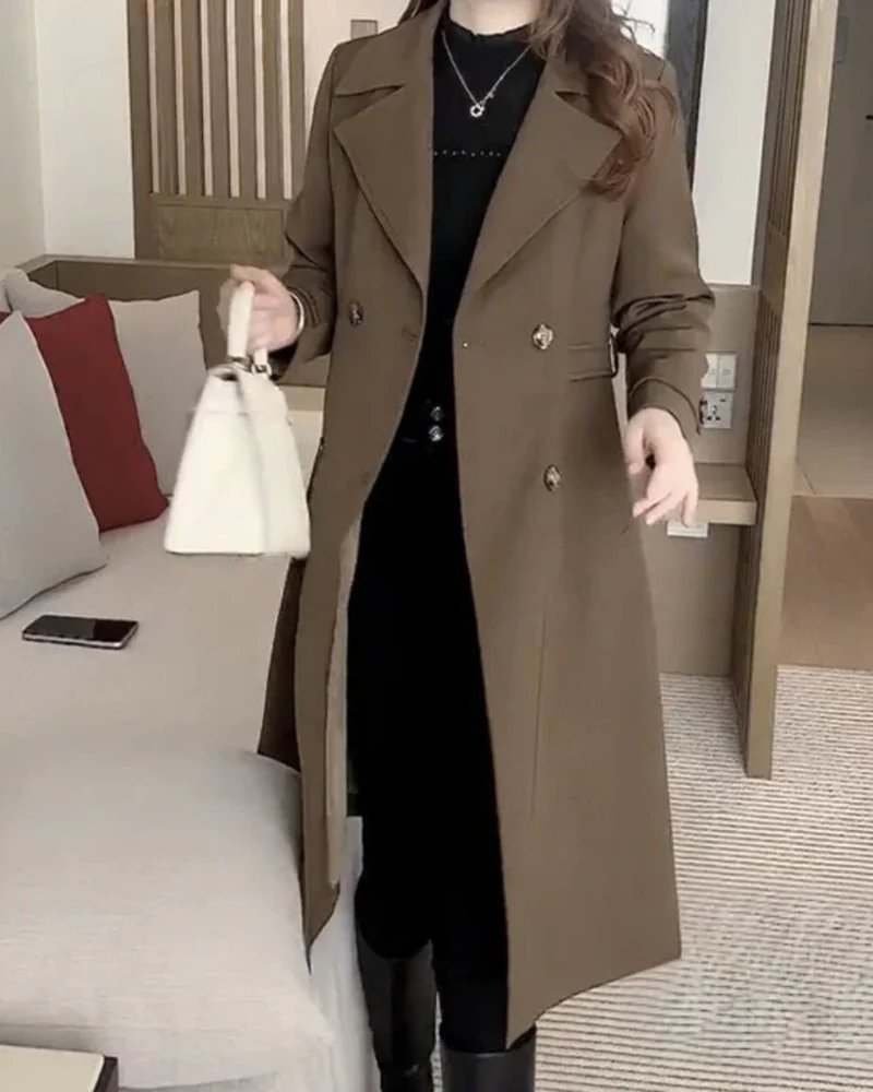 Sobretudo Femenino con Corte Recto y Solapa Elegante Nadia