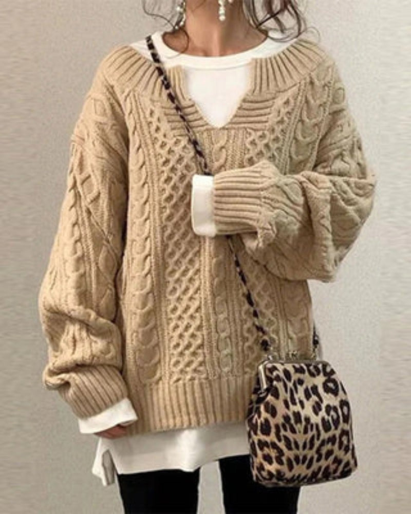 Suéter Femenino de Tricô Oversized Rosa