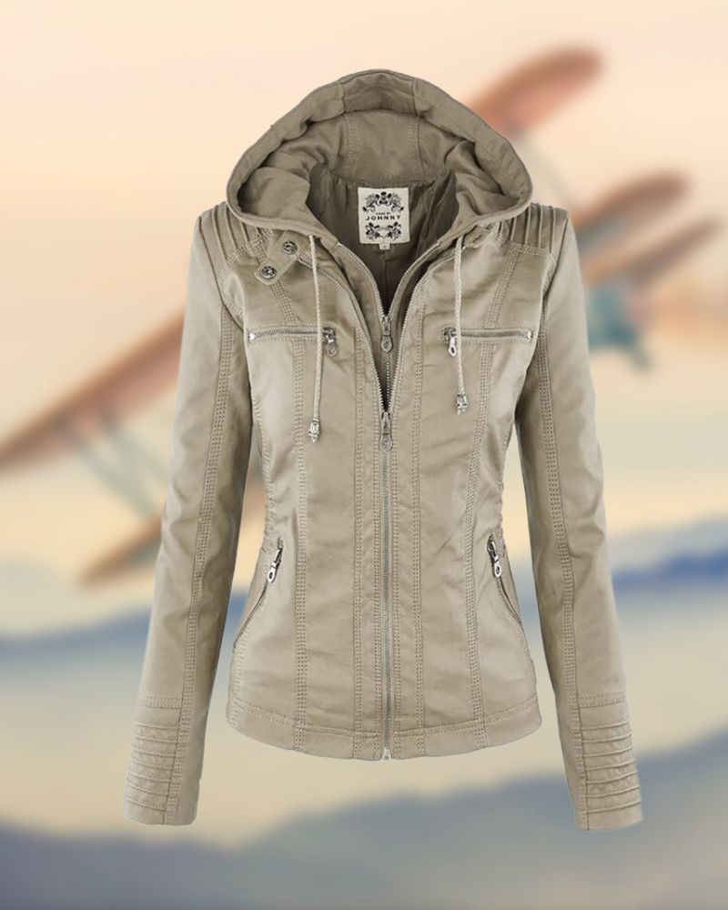 Chaqueta Femenina Estilo Biker con Capucha Raquel