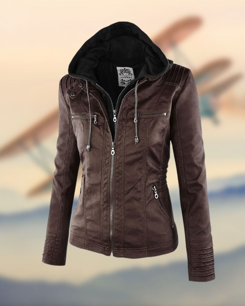 Chaqueta Femenina Estilo Biker con Capucha Raquel