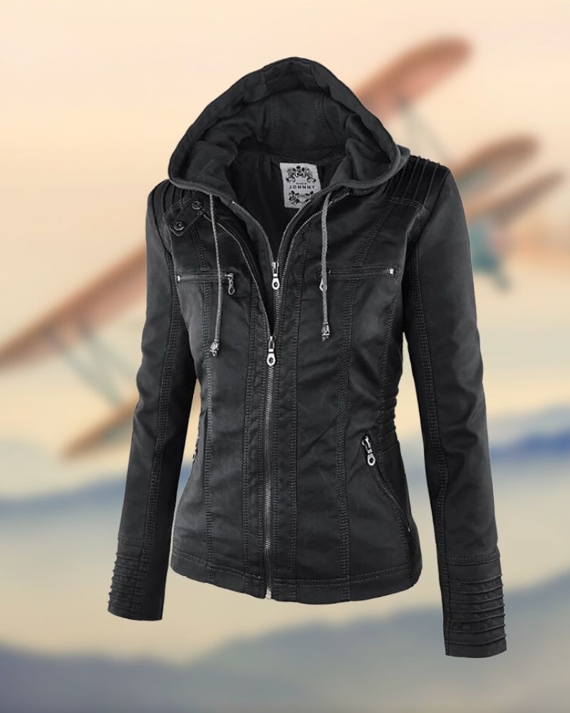 Chaqueta Femenina Estilo Biker con Capucha Raquel