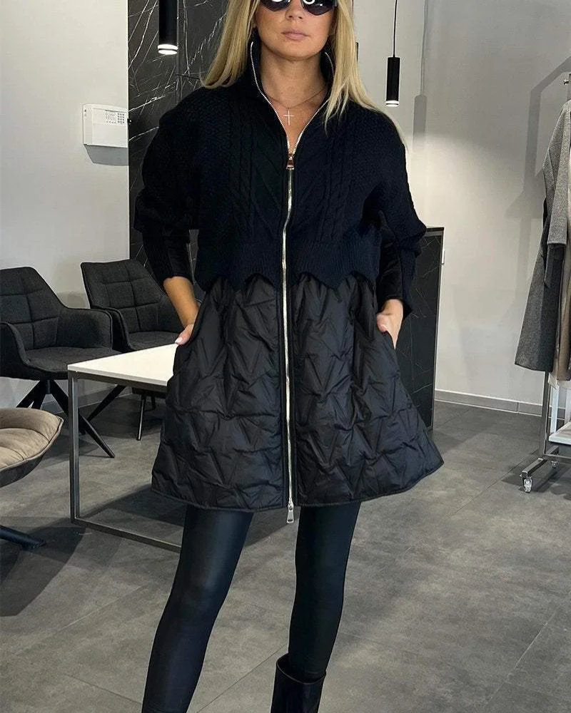 Chaqueta Puffer Femenina con Tricó y Acolchado Sara