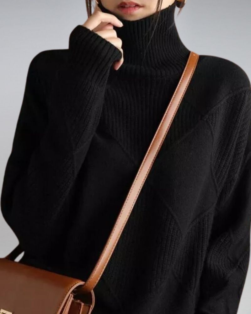 Suéter Femenino de Tricó Elegante con Cuello Alto Ana