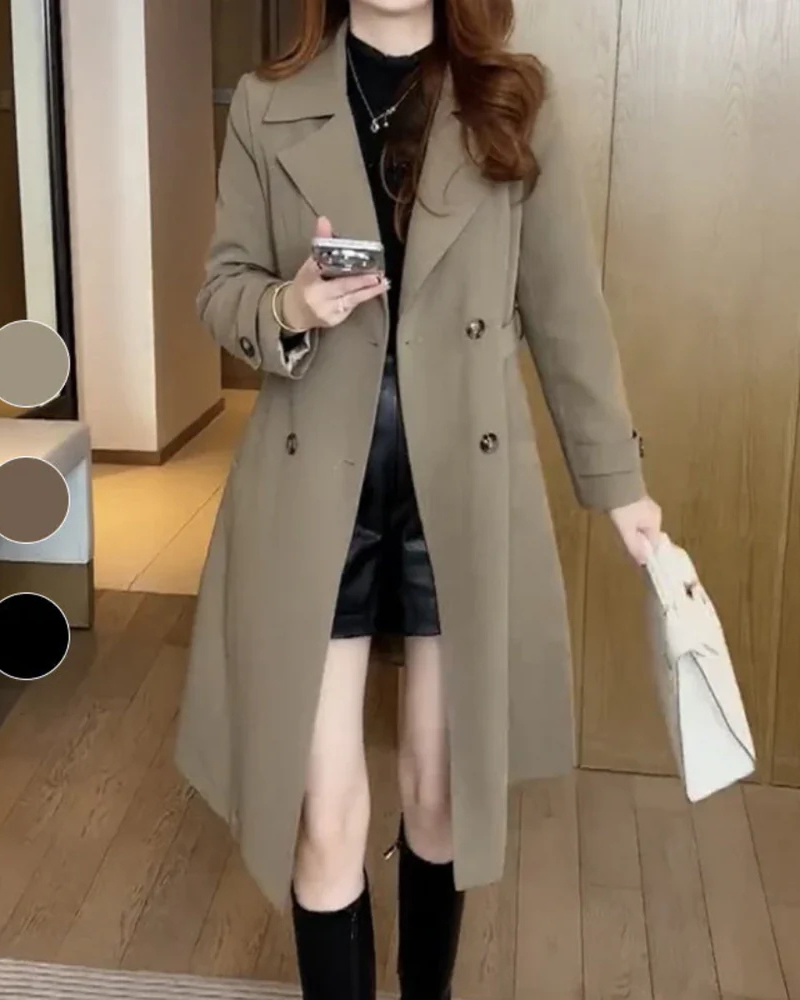 Sobretudo Femenino con Corte Recto y Solapa Elegante Nadia