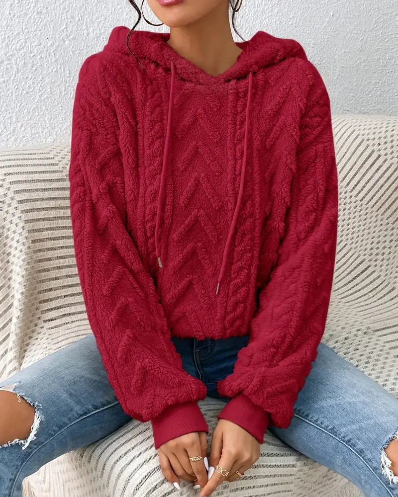 Sudadera Sherpa Femenina con Capucha Bia