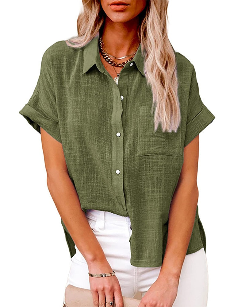 Camisa de Manga Corta en Lino - Oferta Única