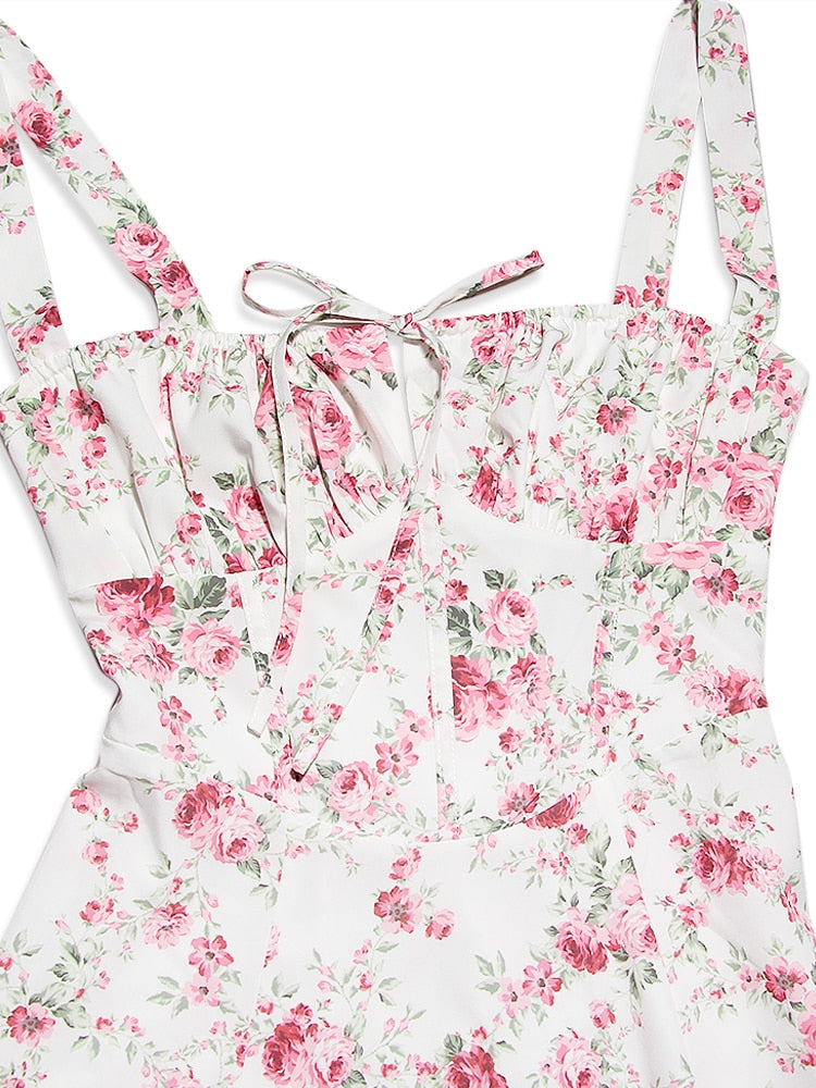 Vestido Femenino Midi Floral Tirantes Largos