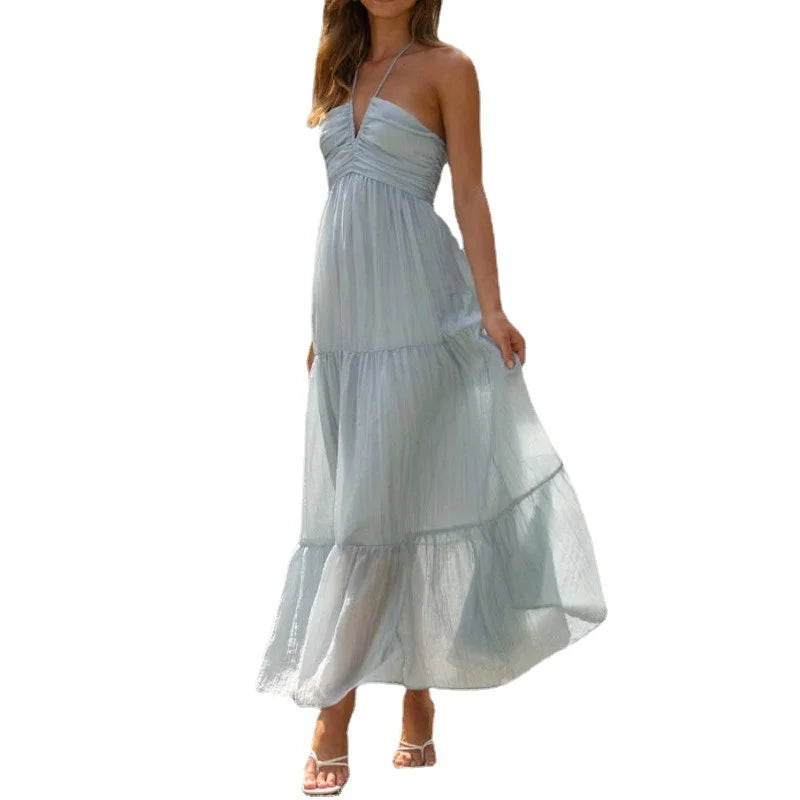Vestido Femenino Largo Frente Única Floral Chiffon