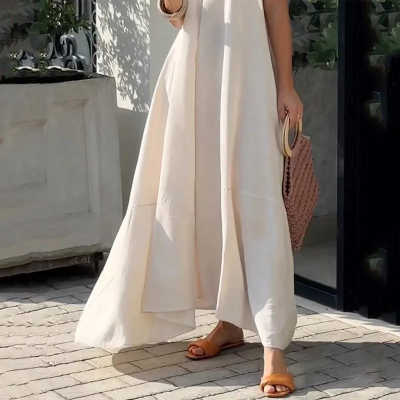 Vestido Largo Escote en V Tirantes Lazo