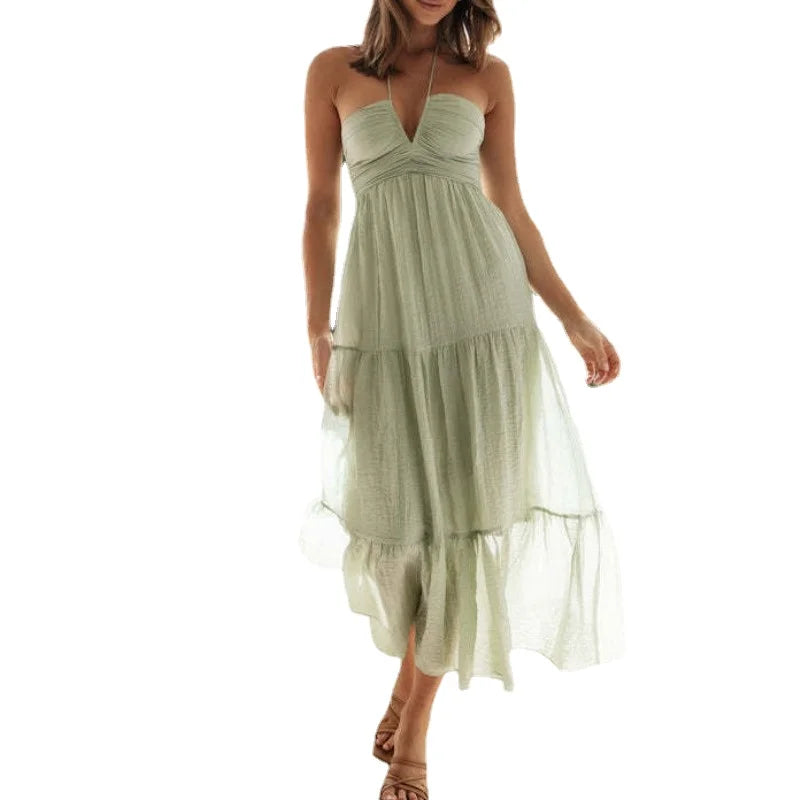 Vestido Femenino Largo Frente Única Floral Chiffon