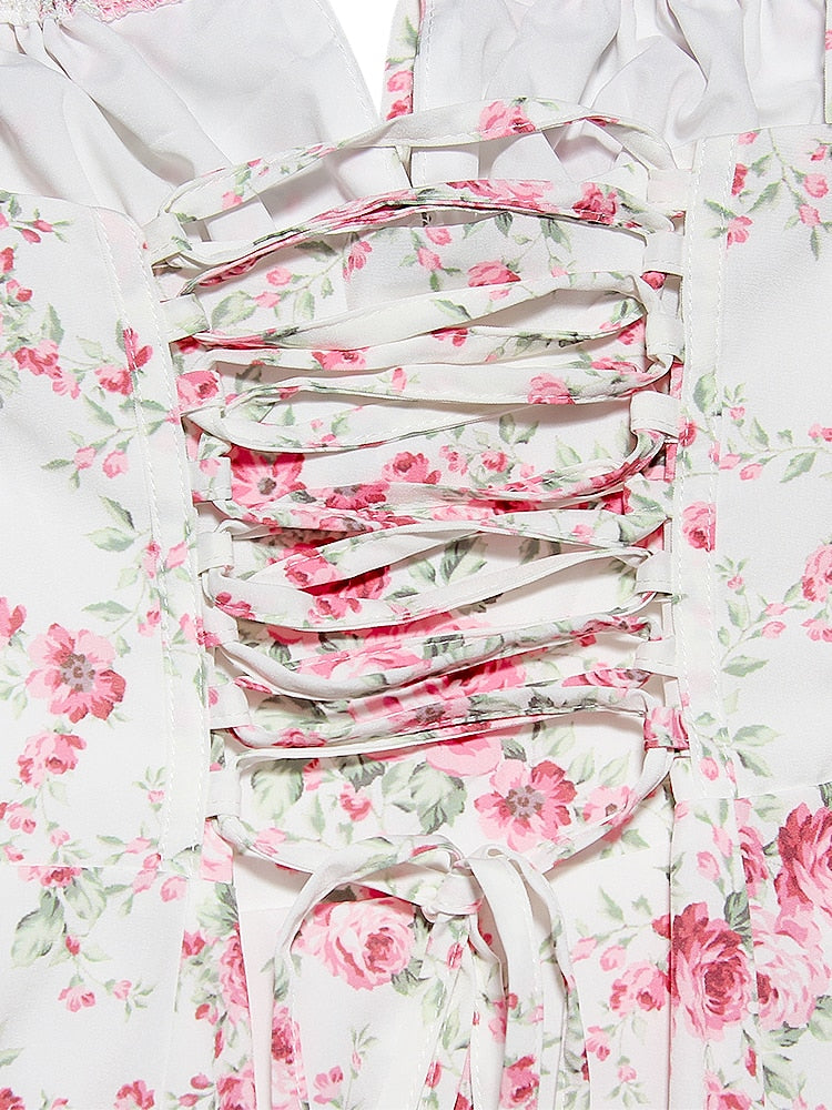 Vestido Femenino Midi Floral Tirantes Largos
