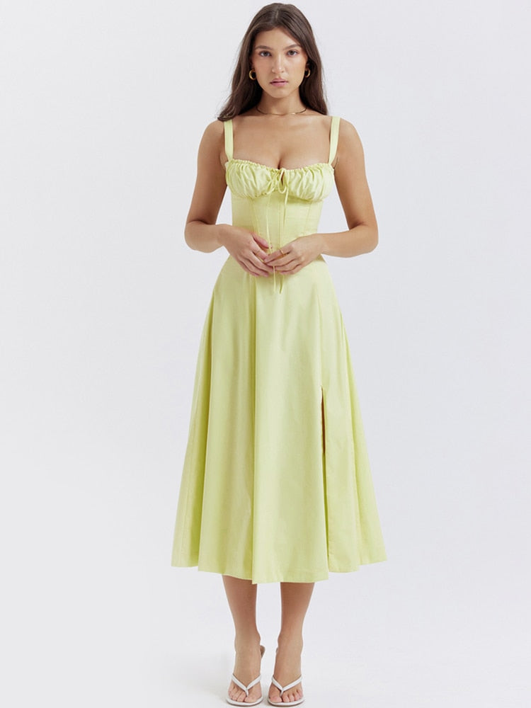 Vestido Femenino Midi Floral Tirantes Largos
